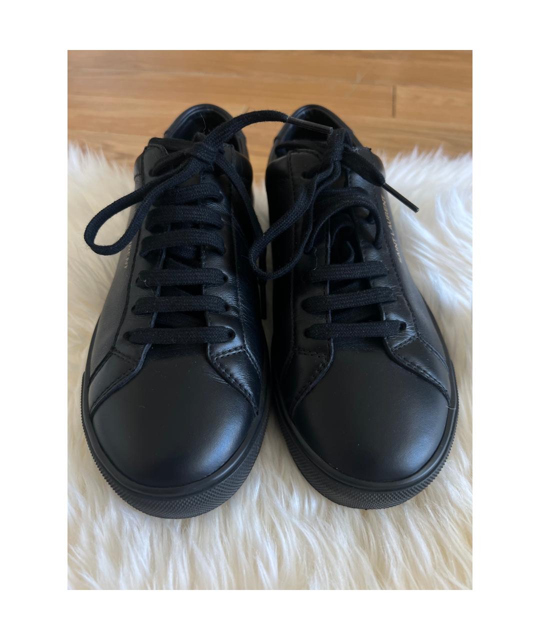 SAINT LAURENT Черные кожаные кеды, фото 2