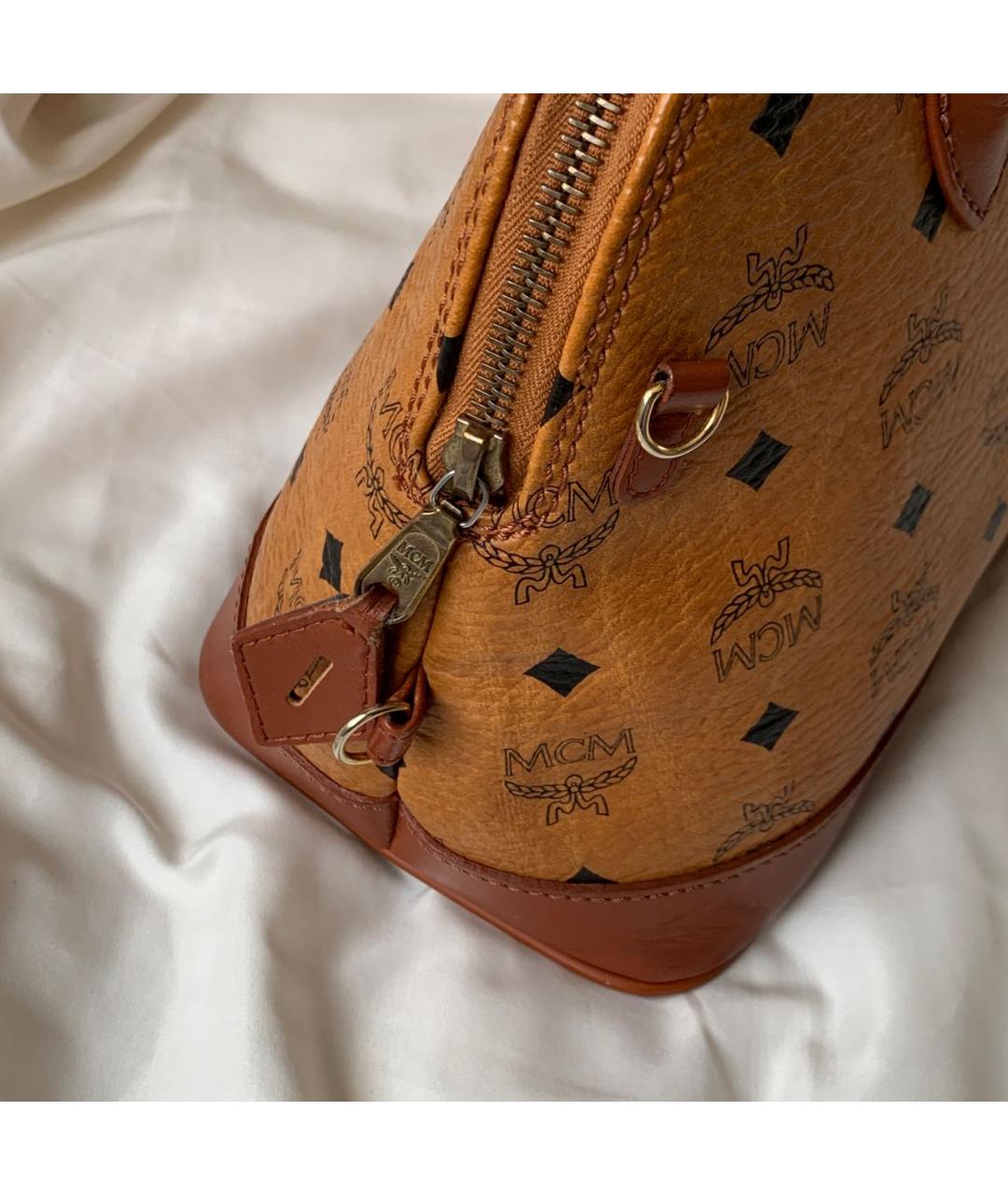 MCM VINTAGE Коричневая кожаная сумка с короткими ручками, фото 8
