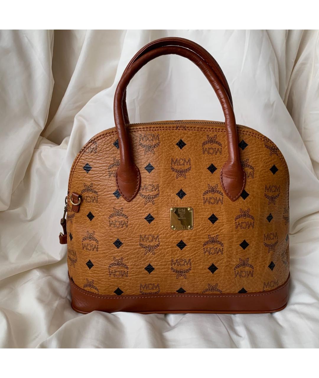 MCM VINTAGE Коричневая кожаная сумка с короткими ручками, фото 9