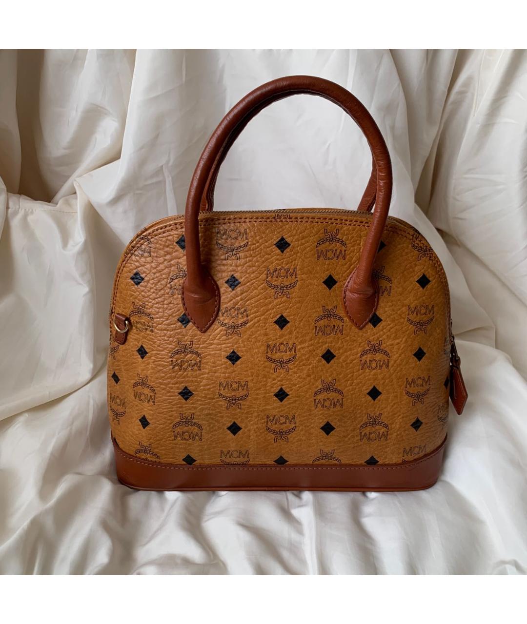 MCM VINTAGE Коричневая кожаная сумка с короткими ручками, фото 2