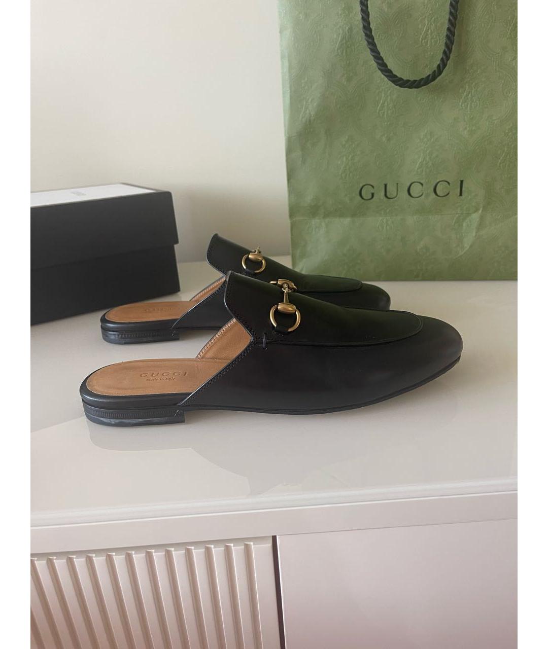 GUCCI Черные кожаные мюли, фото 7