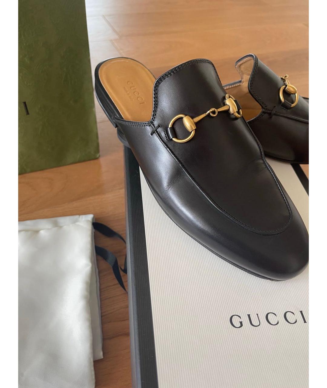 GUCCI Черные кожаные мюли, фото 3