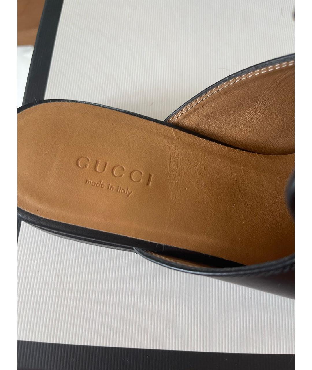 GUCCI Черные кожаные мюли, фото 6