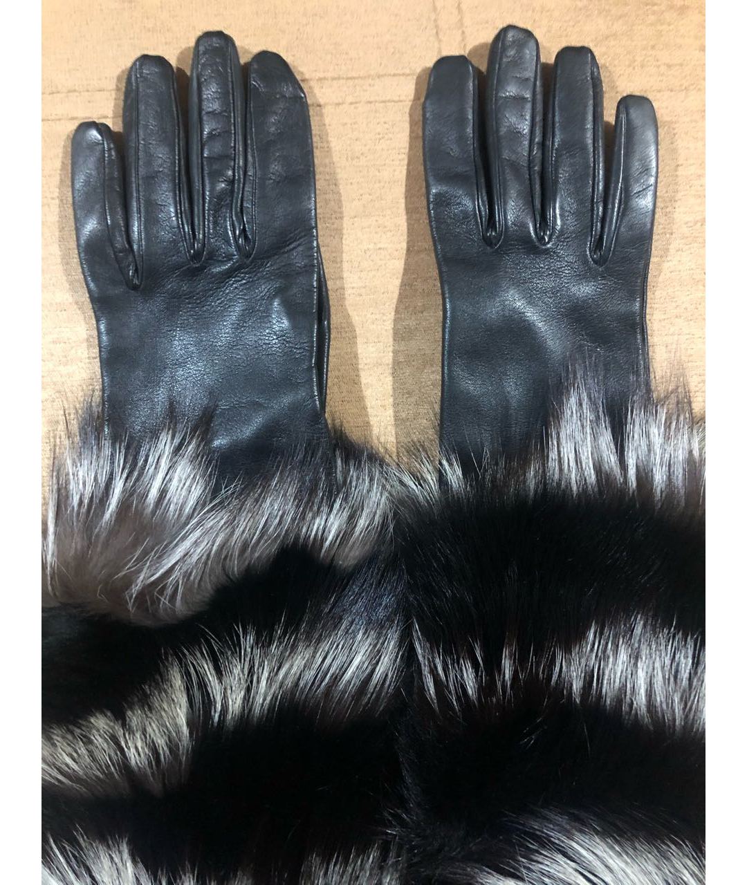 MSGM Черные кожаные перчатки, фото 3