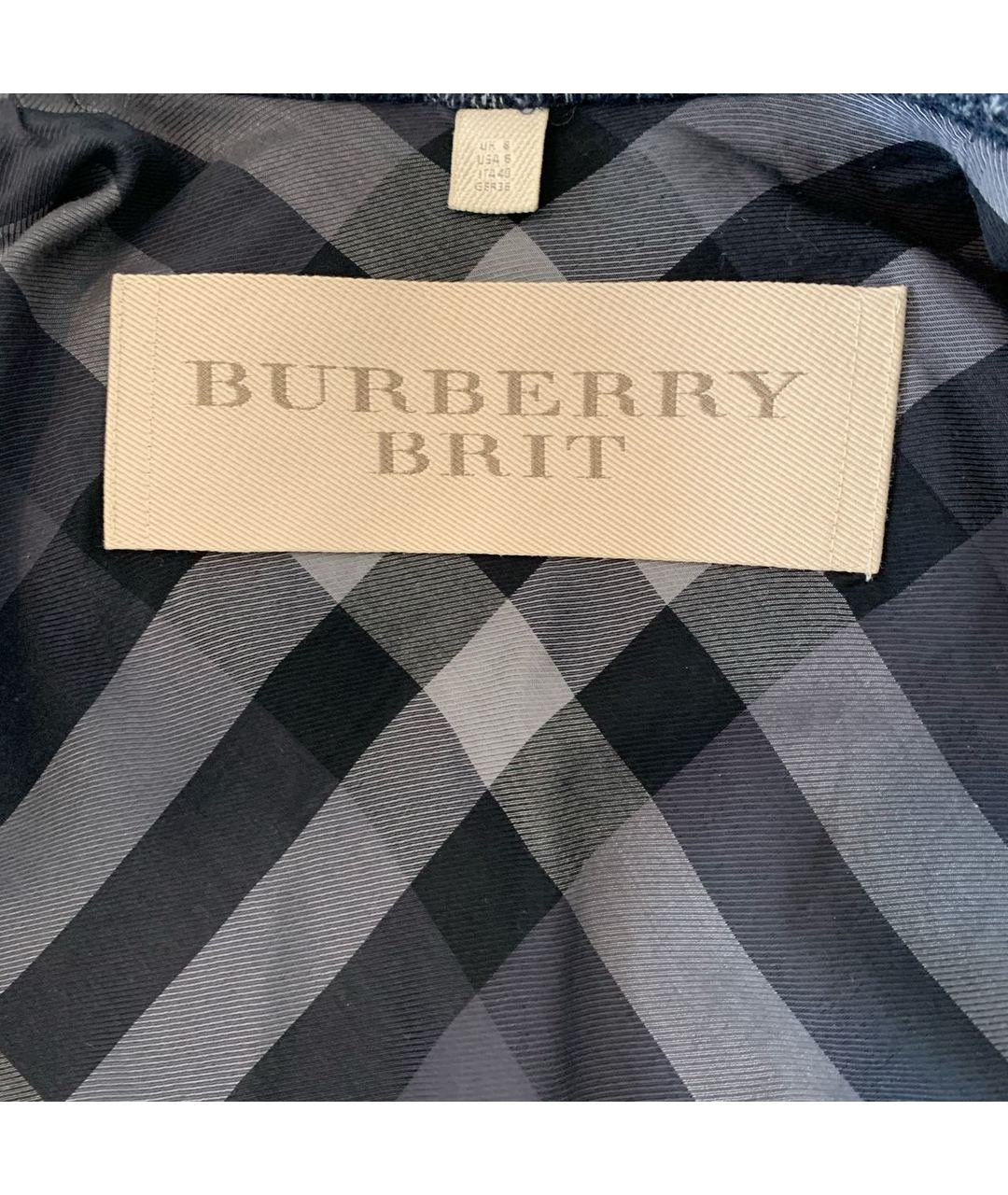 BURBERRY BRIT Синее шерстяное пальто, фото 4