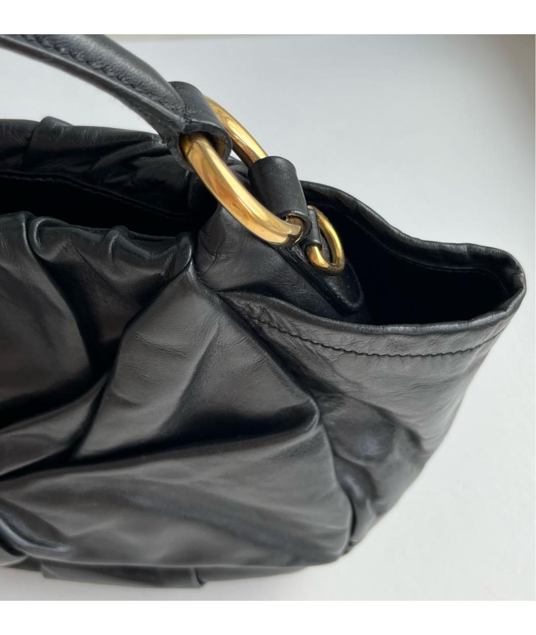 PRADA Черная кожаная сумка с короткими ручками, фото 3