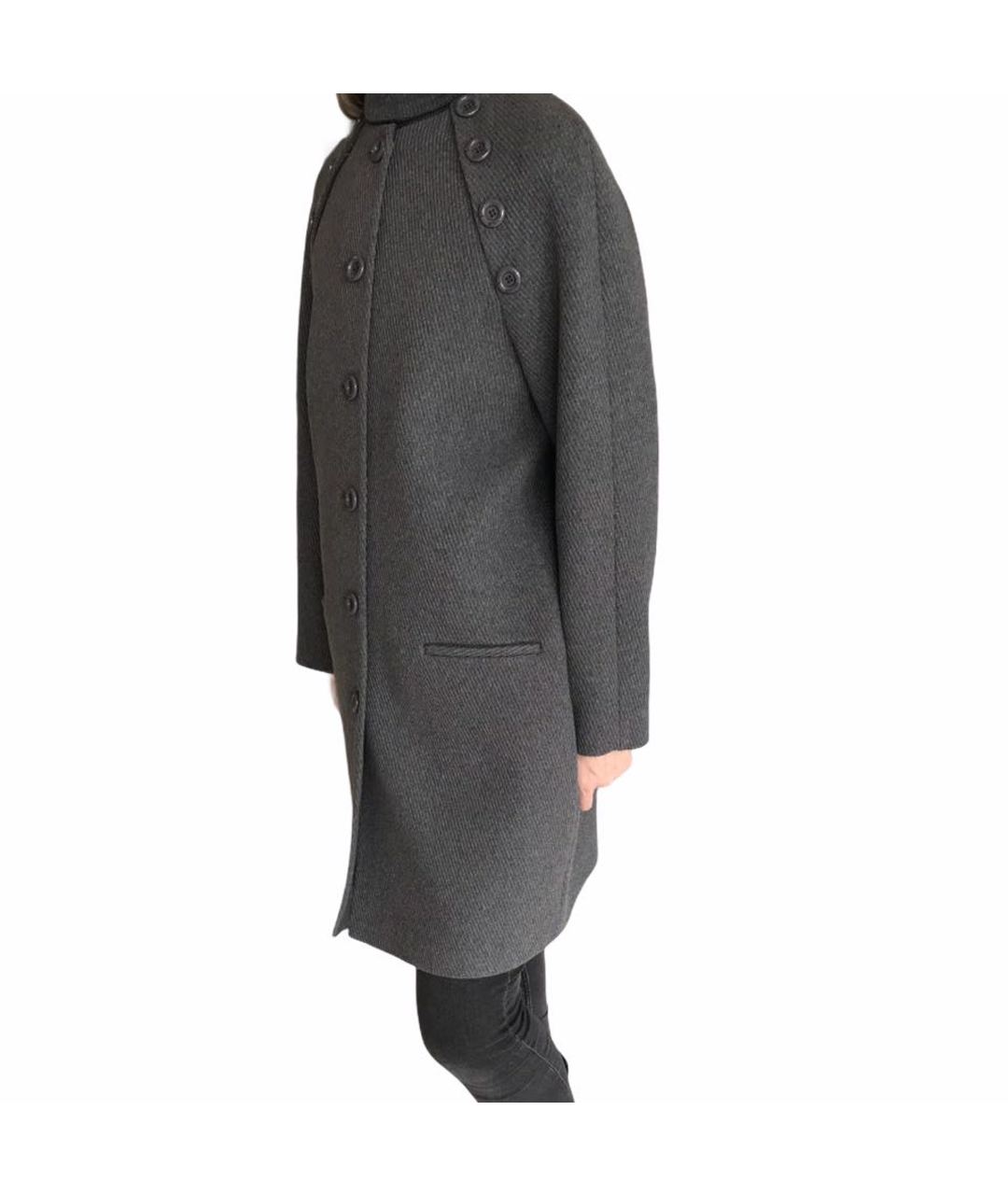 BOUTIQUE MOSCHINO Серое шерстяное пальто, фото 3