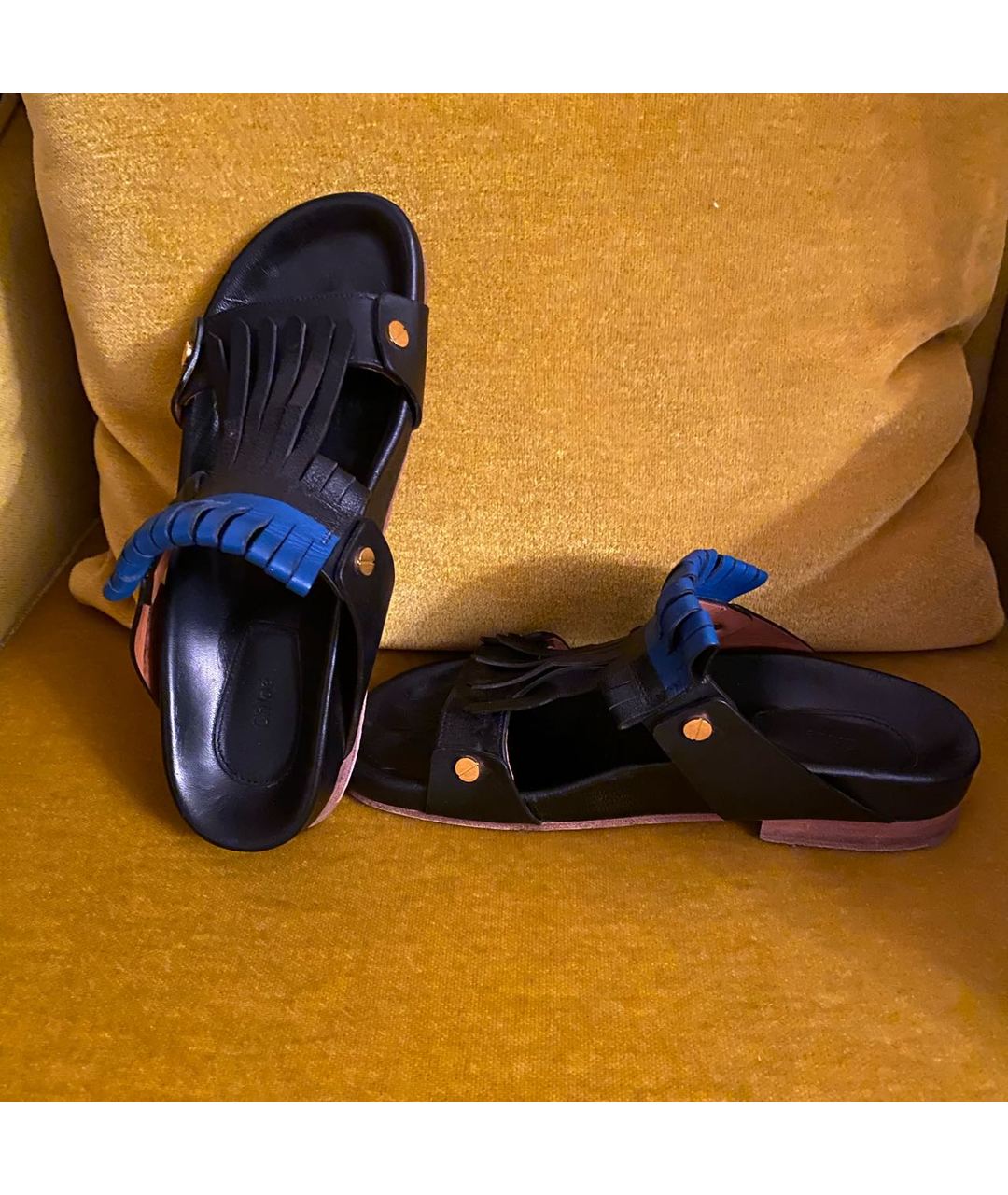 CHLOE Синие кожаные сандалии, фото 2