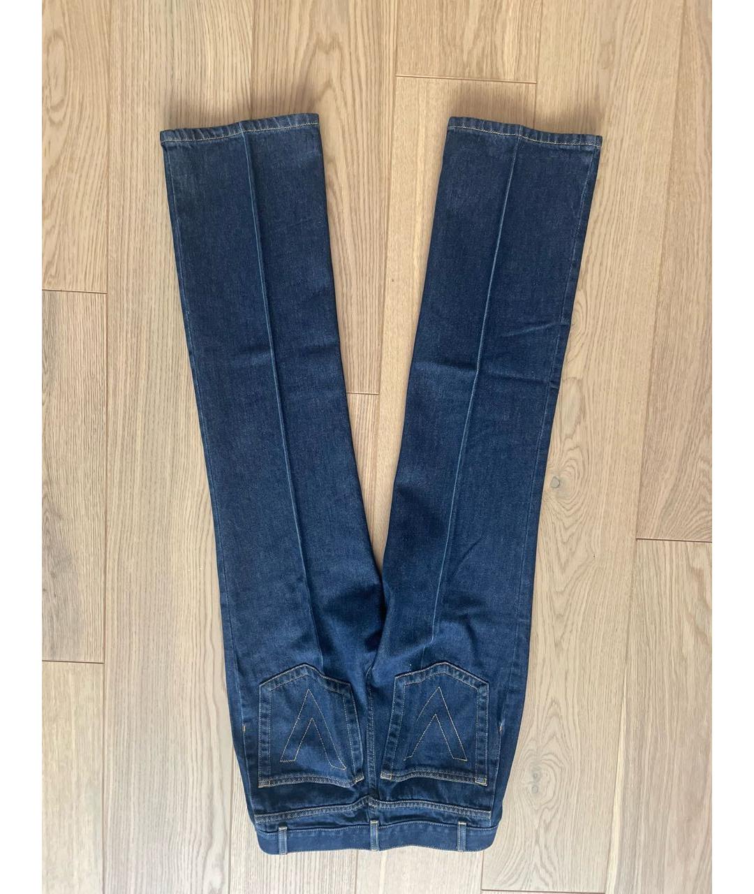 VALENTINO Темно-синие хлопковые прямые джинсы, фото 4