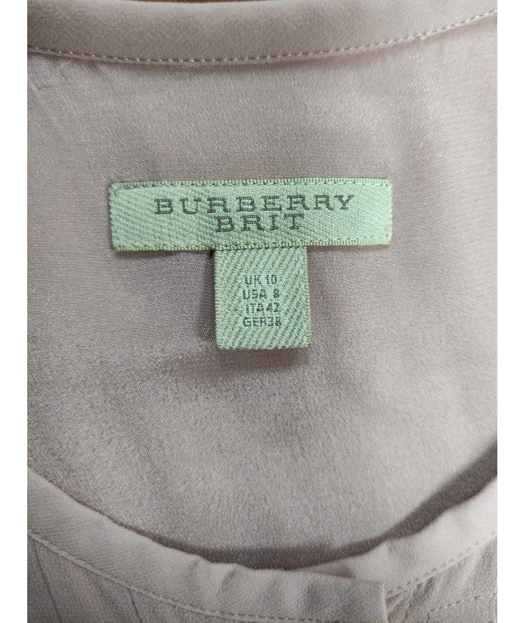 BURBERRY Розовое шелковое повседневное платье, фото 6