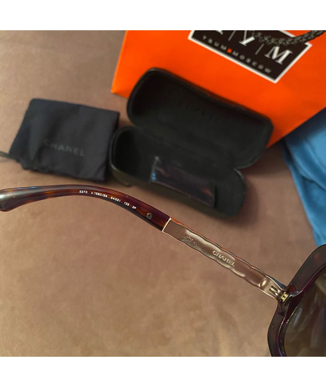 CHANEL PRE-OWNED Коричневые пластиковые солнцезащитные очки, фото 5