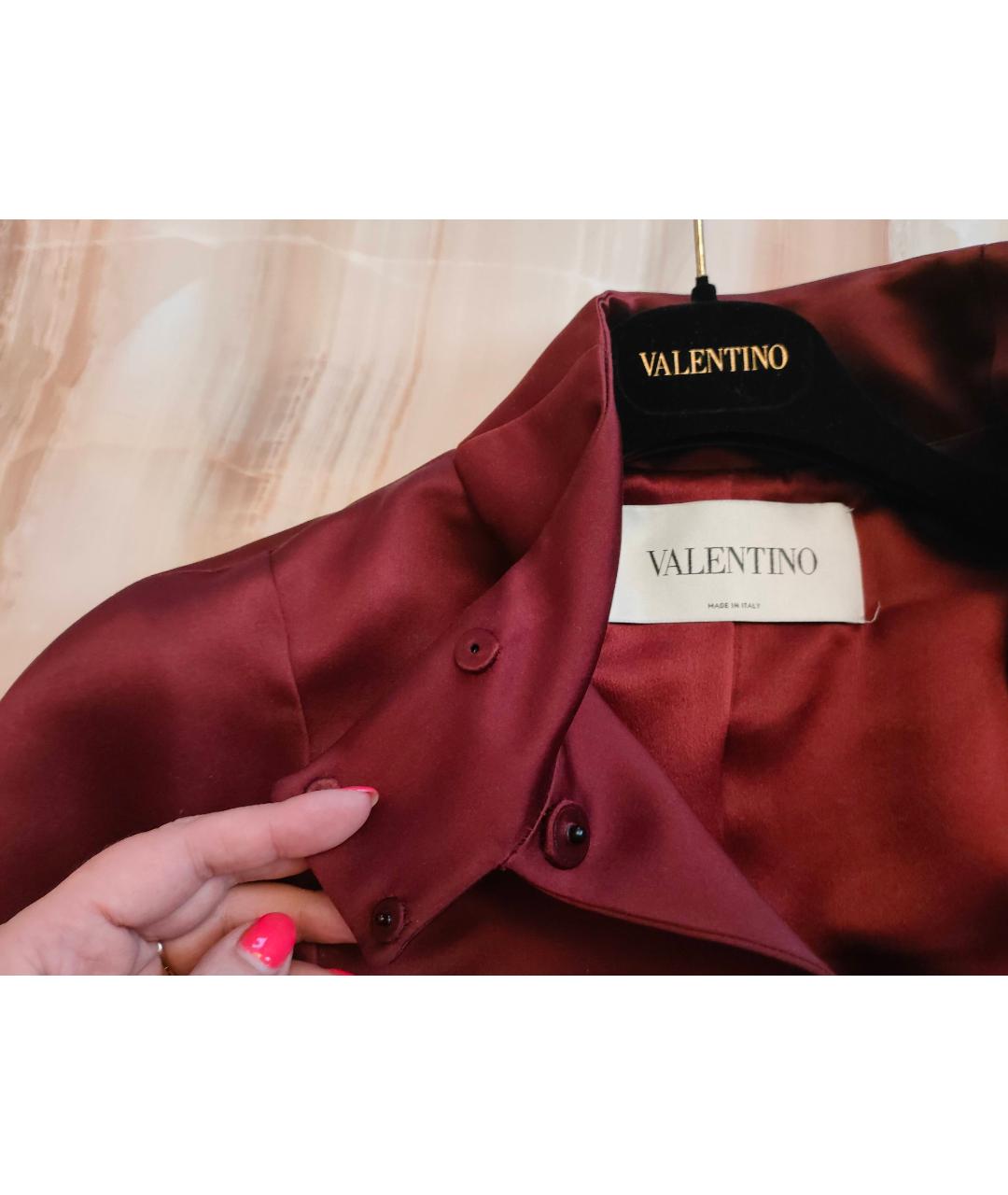 VALENTINO Бордовый шелковый костюм с юбками, фото 6