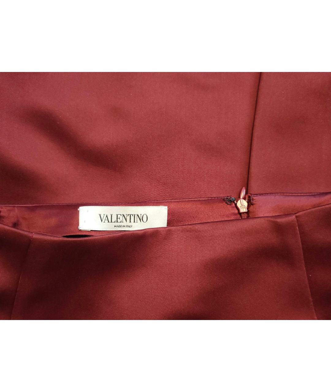 VALENTINO Бордовый шелковый костюм с юбками, фото 5