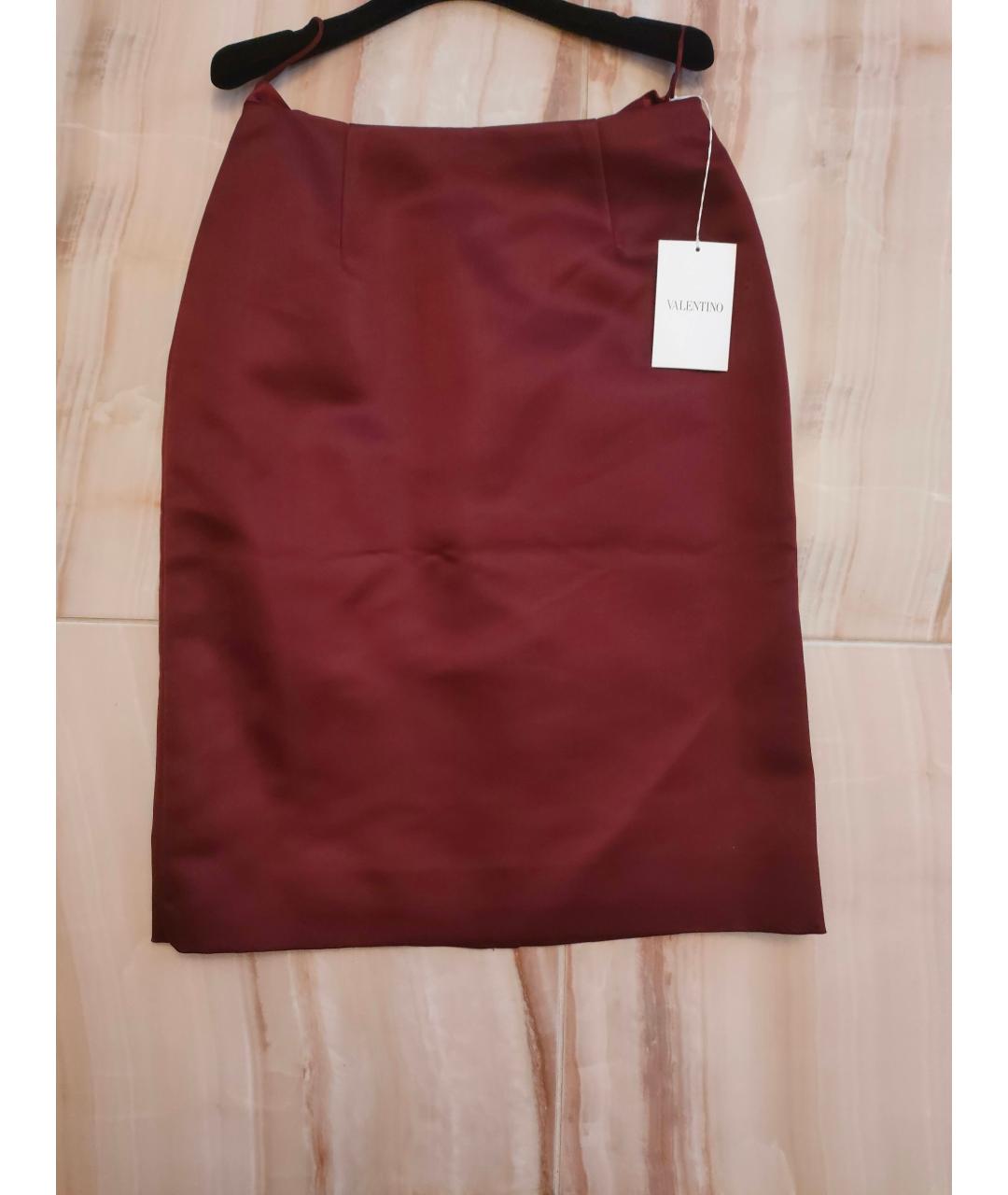 VALENTINO Бордовый шелковый костюм с юбками, фото 8