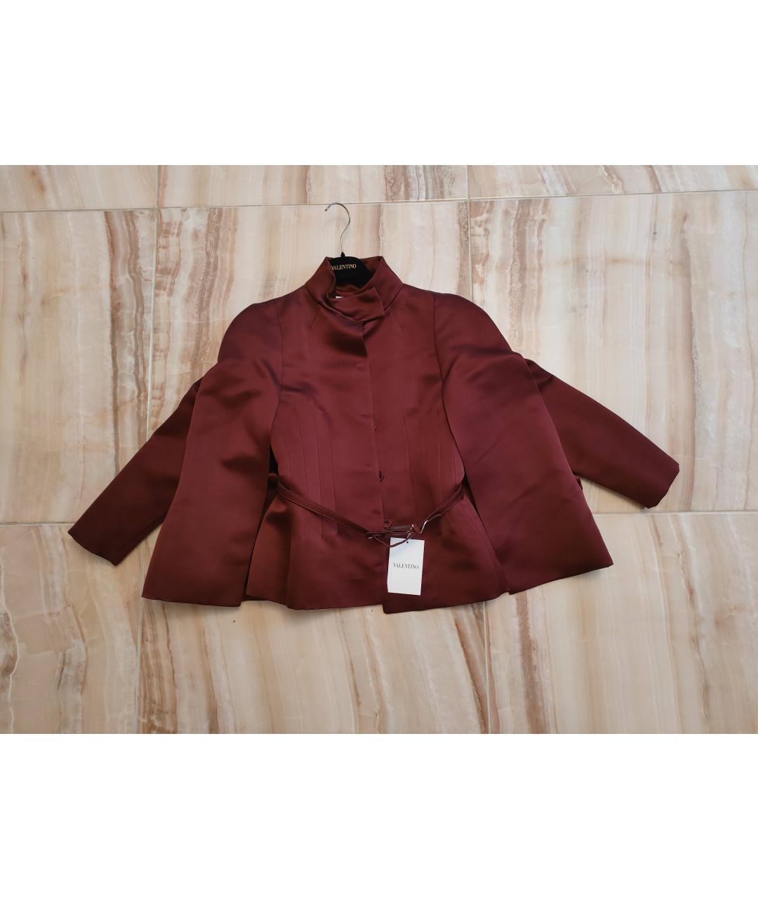 VALENTINO Бордовый шелковый костюм с юбками, фото 9