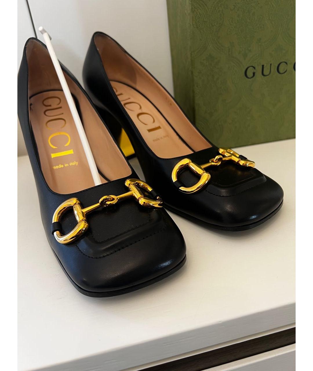GUCCI Черные кожаные туфли, фото 3