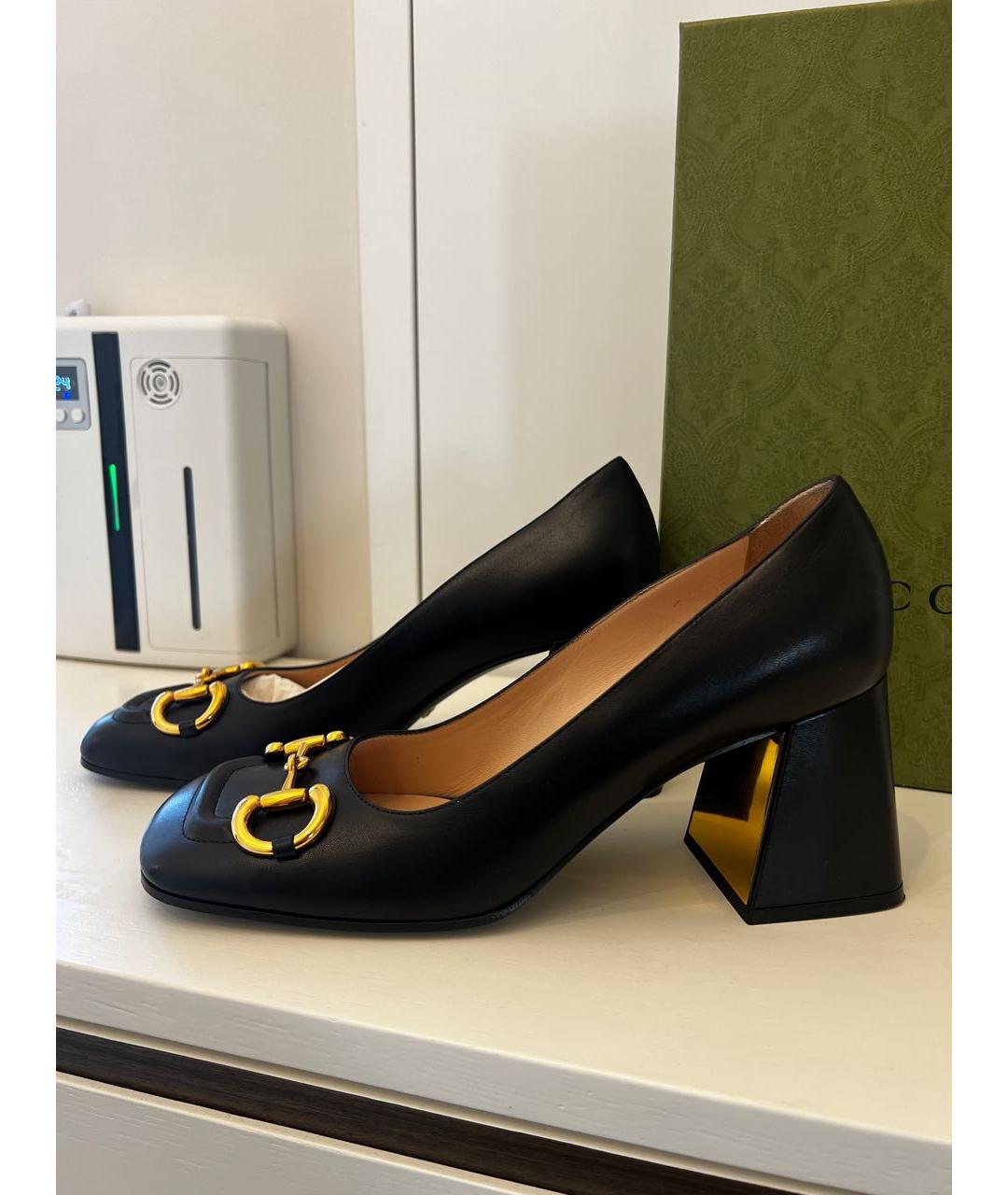 GUCCI Черные кожаные туфли, фото 2