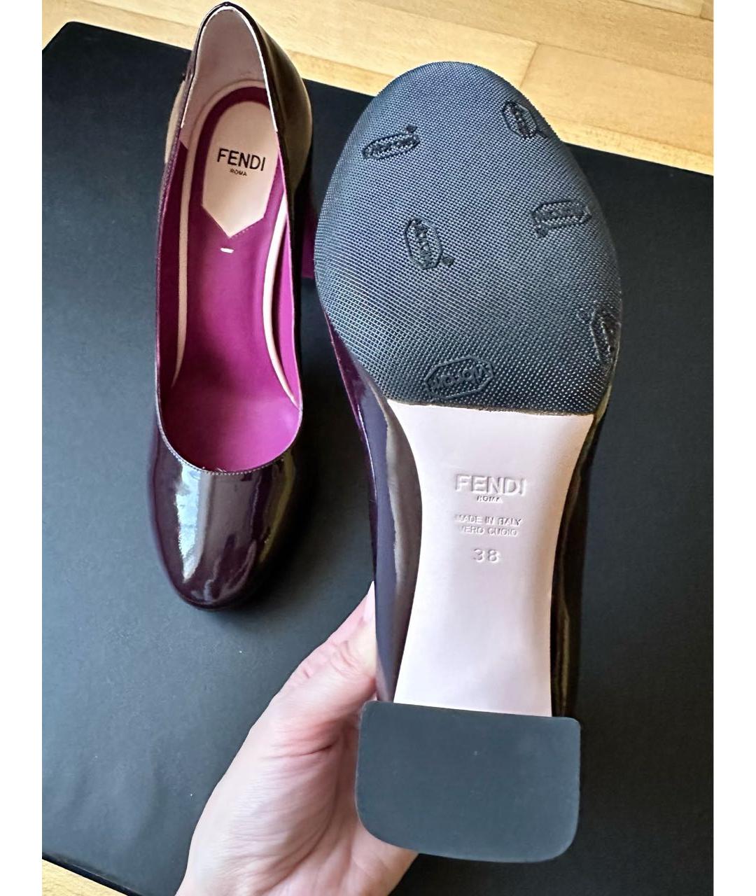 FENDI Фиолетовые туфли из лакированной кожи, фото 7