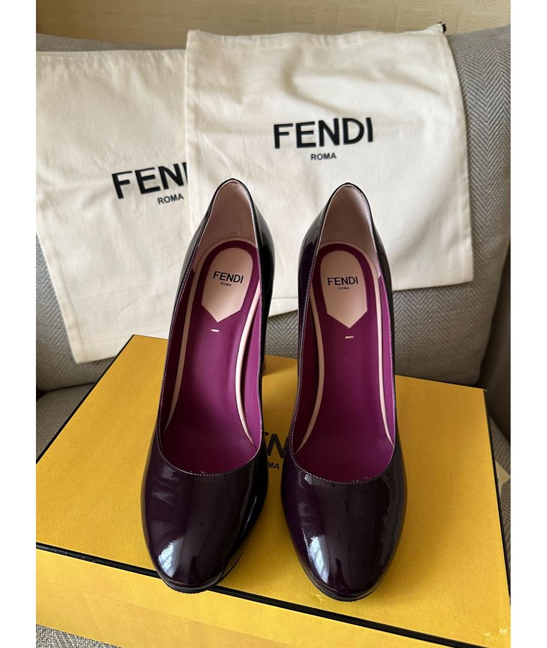 FENDI Фиолетовые туфли из лакированной кожи, фото 7