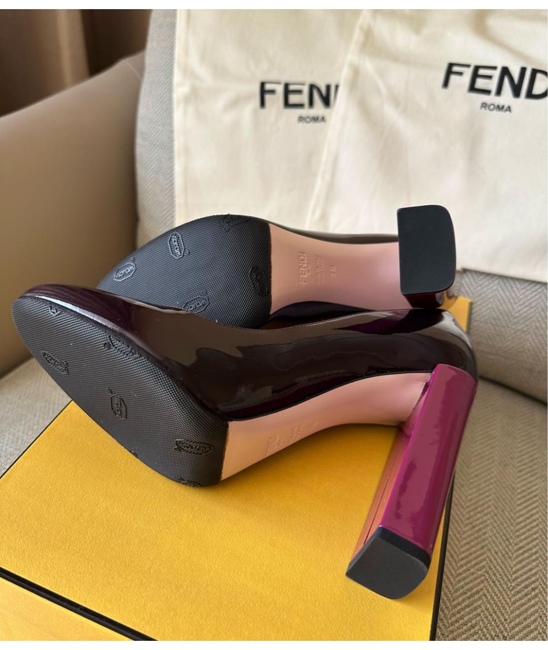 FENDI Фиолетовые туфли из лакированной кожи, фото 6