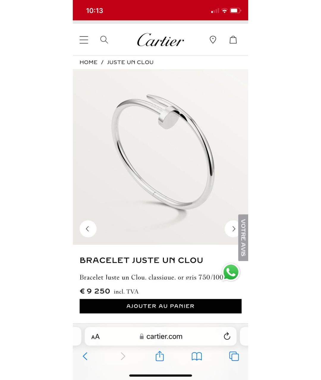 CARTIER Белый браслет из белого золота, фото 5