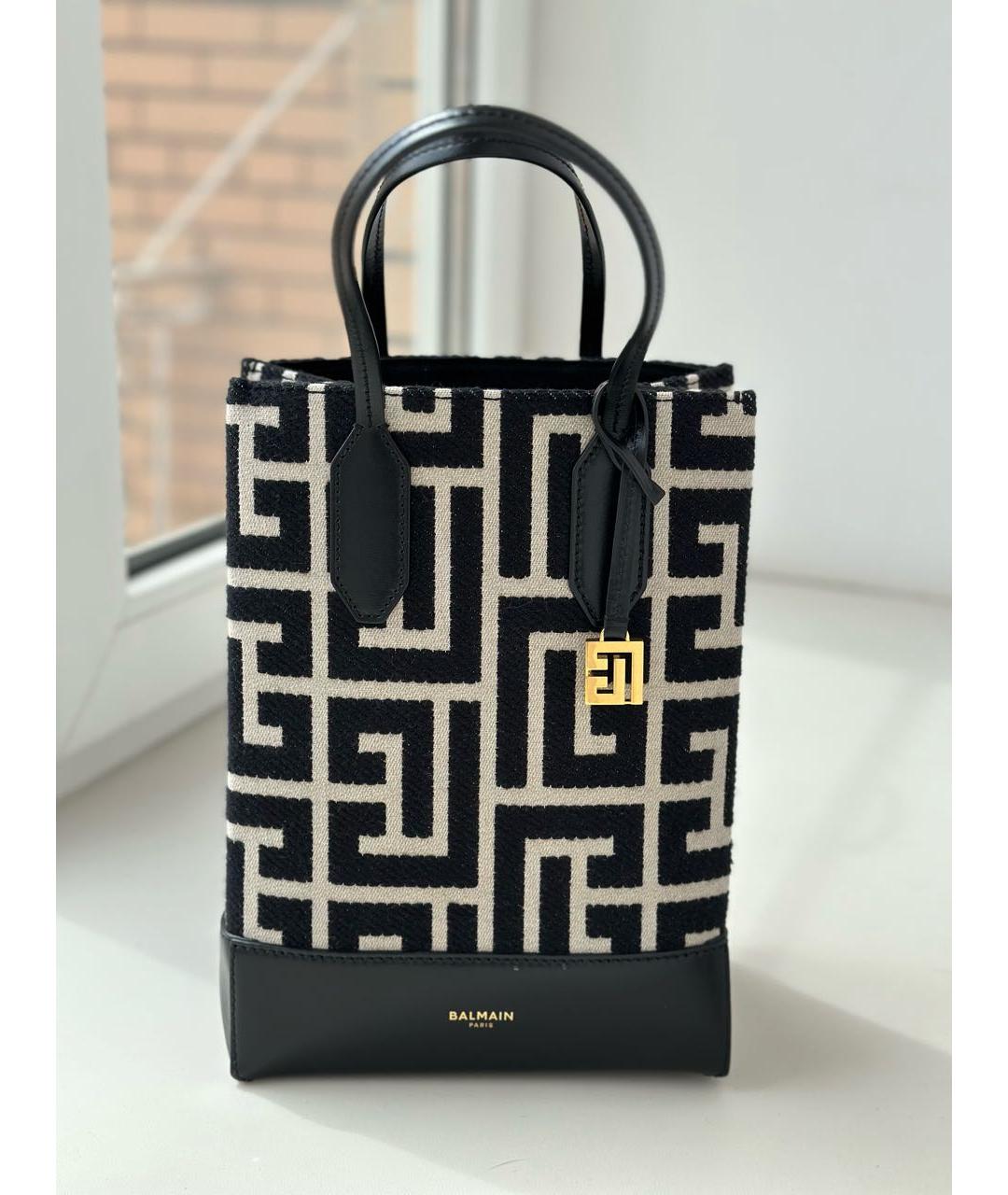 BALMAIN Черная кожаная сумка тоут, фото 5