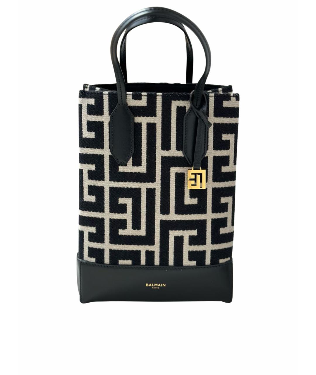 BALMAIN Черная кожаная сумка тоут, фото 1