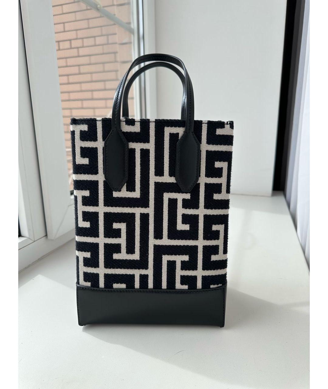 BALMAIN Черная кожаная сумка тоут, фото 3