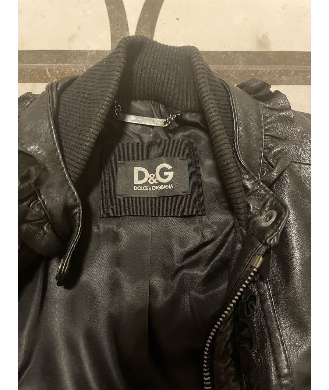 DOLCE&GABBANA Черный кожаный жакет/пиджак, фото 3