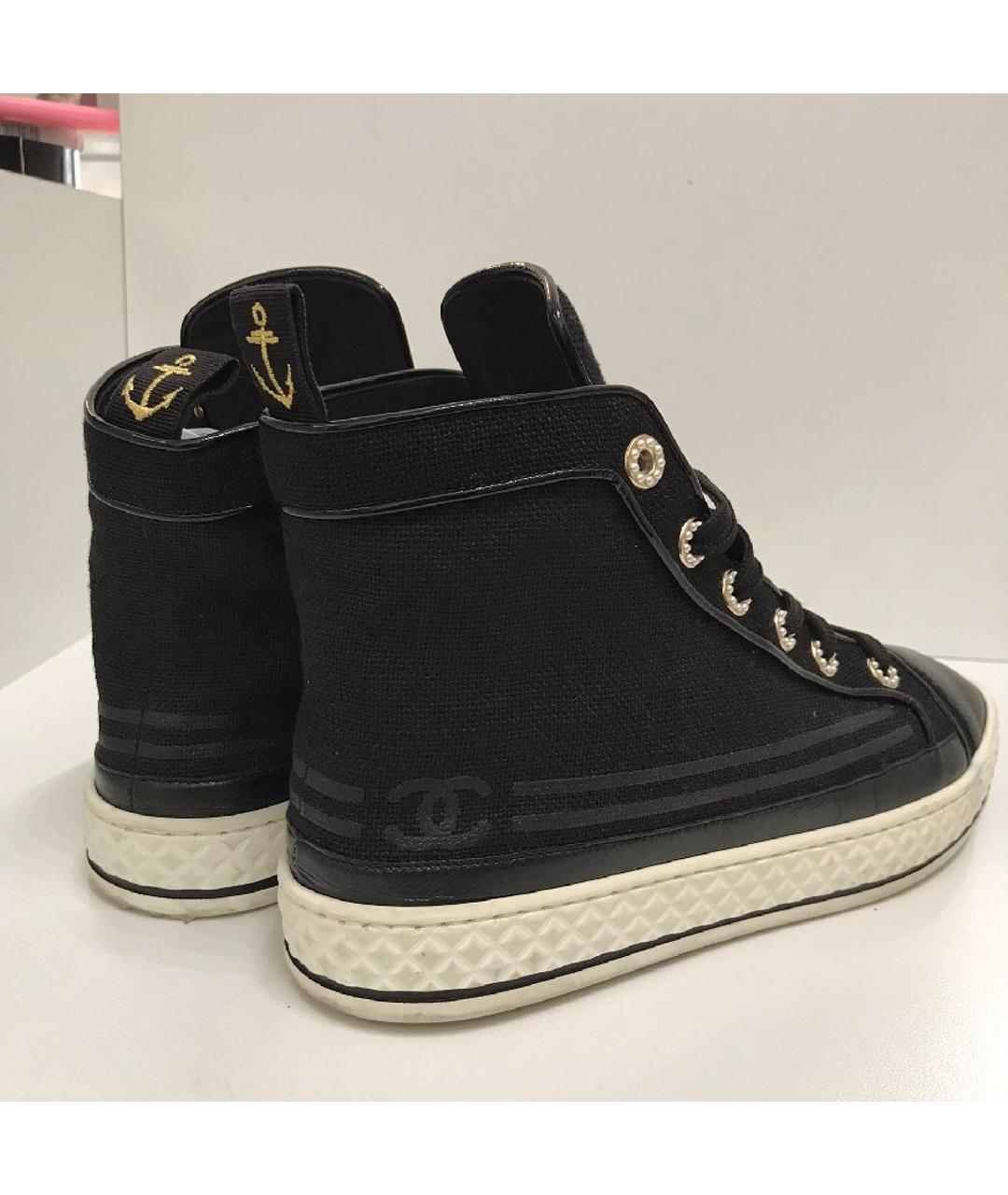 CHANEL Черные текстильные кеды, фото 5