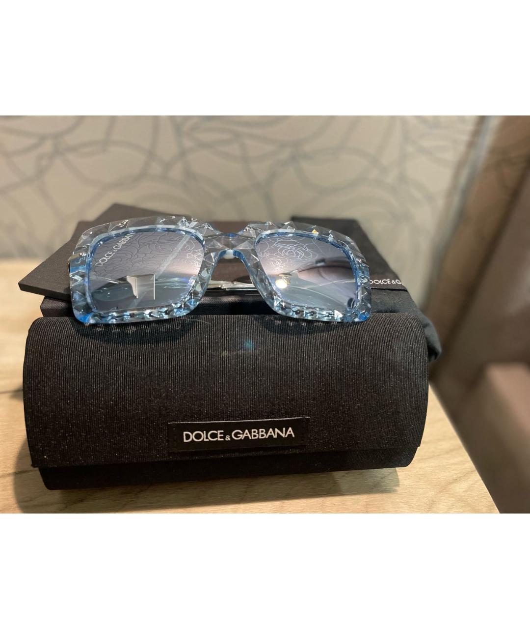 DOLCE&GABBANA Голубые пластиковые солнцезащитные очки, фото 4