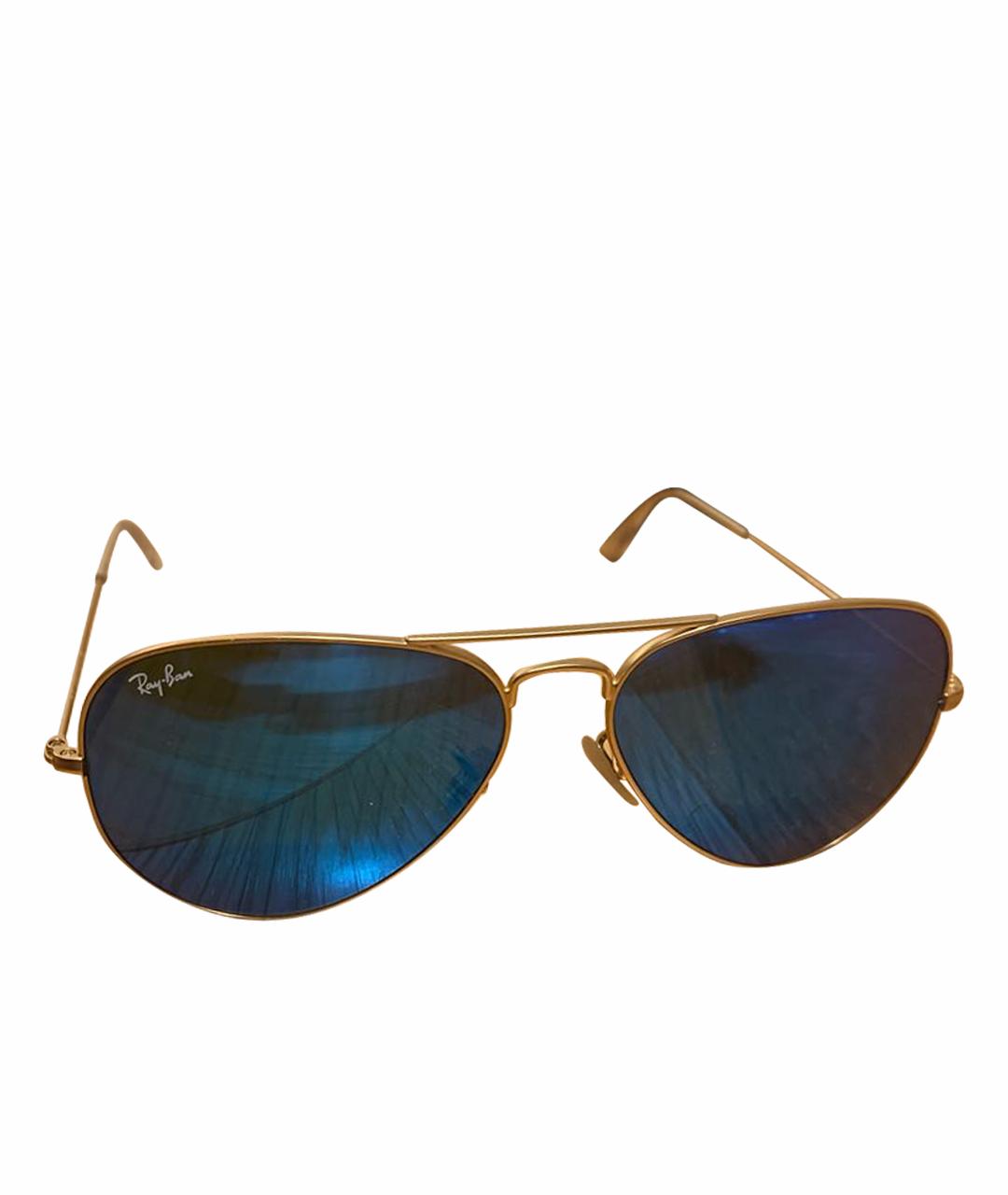RAY BAN Бирюзовые металлические солнцезащитные очки, фото 1