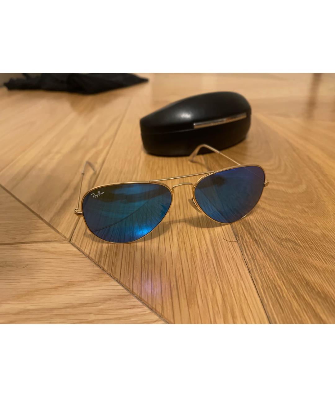 RAY BAN Бирюзовые металлические солнцезащитные очки, фото 5