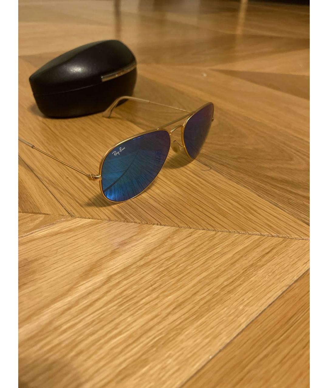 RAY BAN Бирюзовые металлические солнцезащитные очки, фото 2