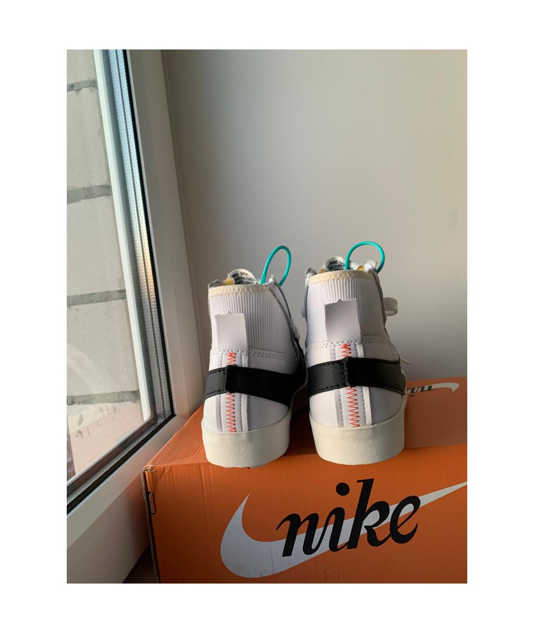 NIKE Белые кожаные высокие кроссовки / кеды, фото 4
