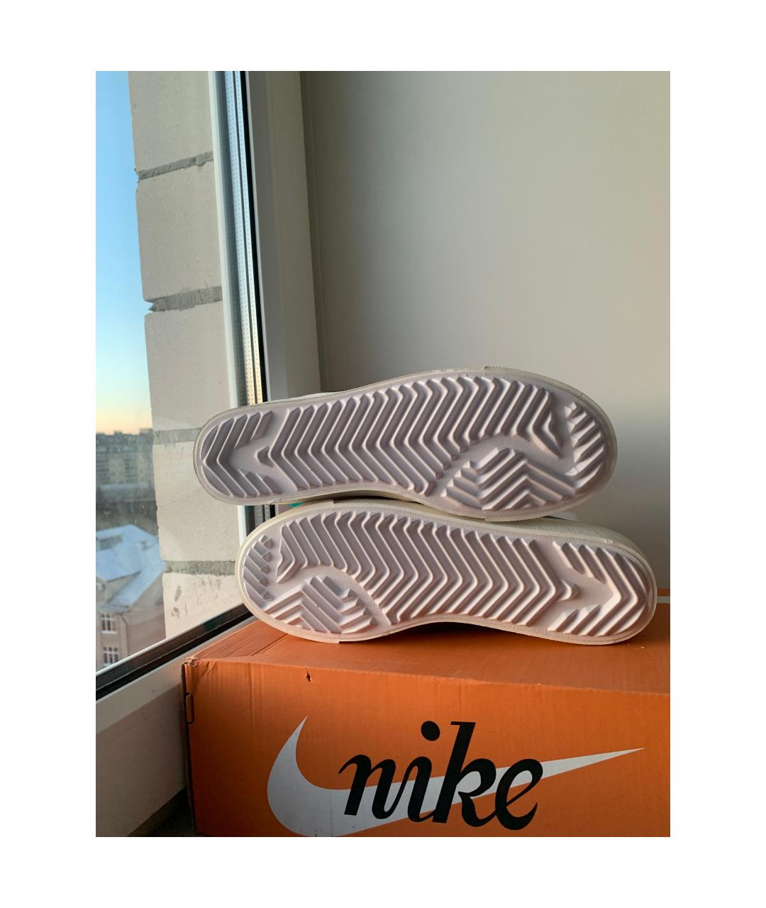 NIKE Белые кожаные высокие кроссовки / кеды, фото 5