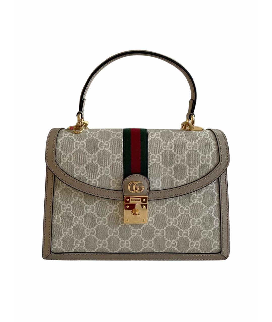 GUCCI Бежевая кожаная сумка с короткими ручками, фото 1