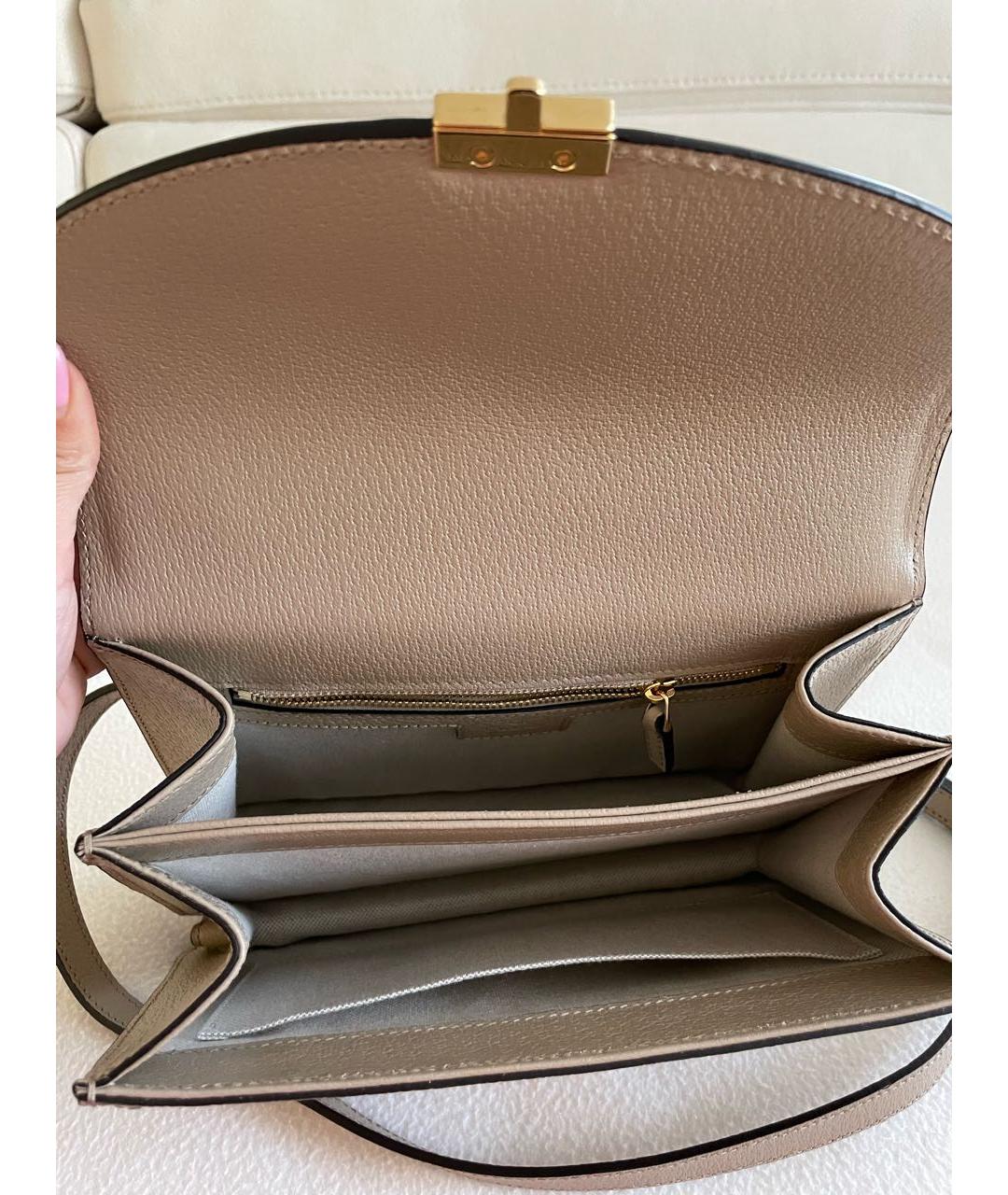 GUCCI Бежевая кожаная сумка с короткими ручками, фото 3