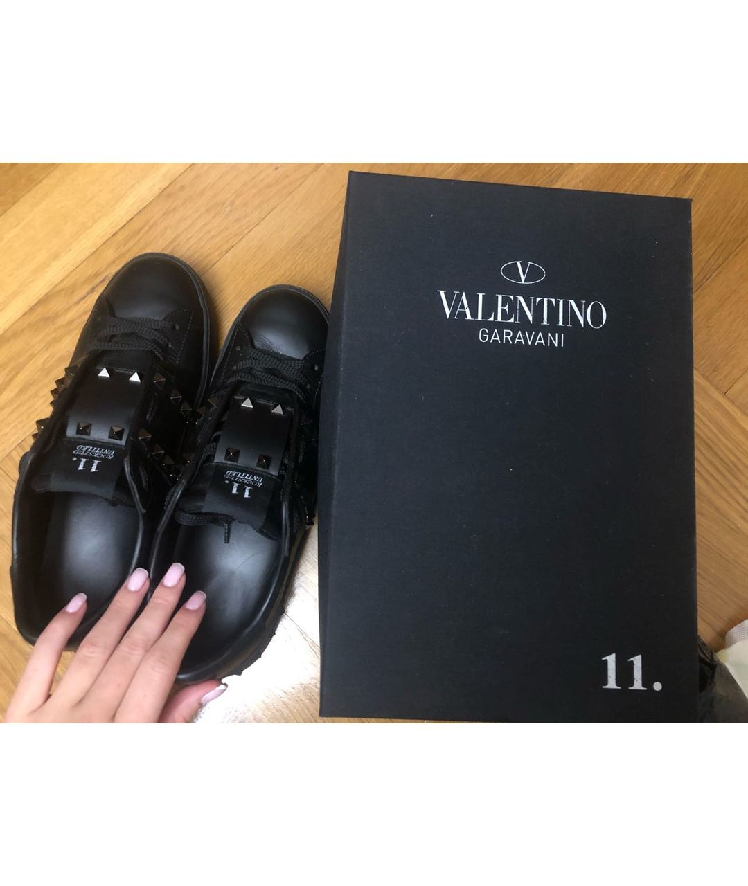 VALENTINO Черные кожаные кроссовки, фото 6