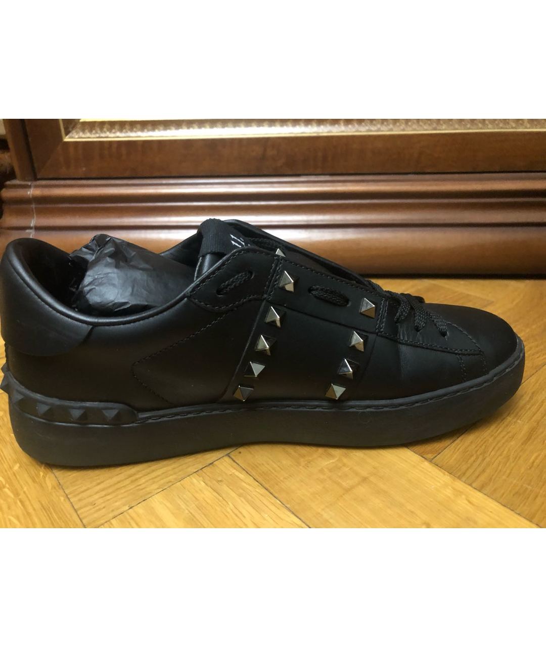 VALENTINO Черные кожаные кроссовки, фото 8