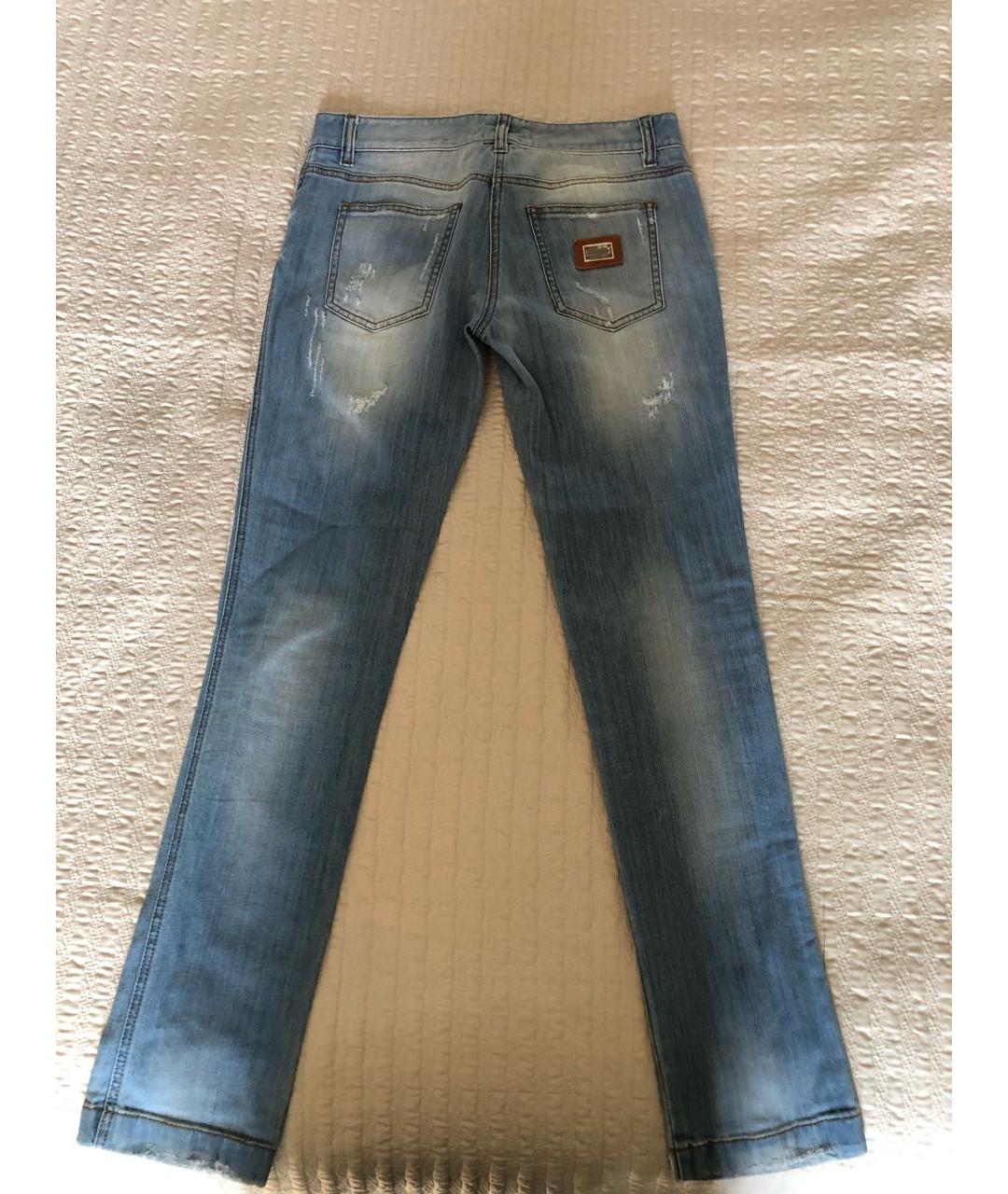 DOLCE&GABBANA Голубые хлопко-эластановые прямые джинсы, фото 2