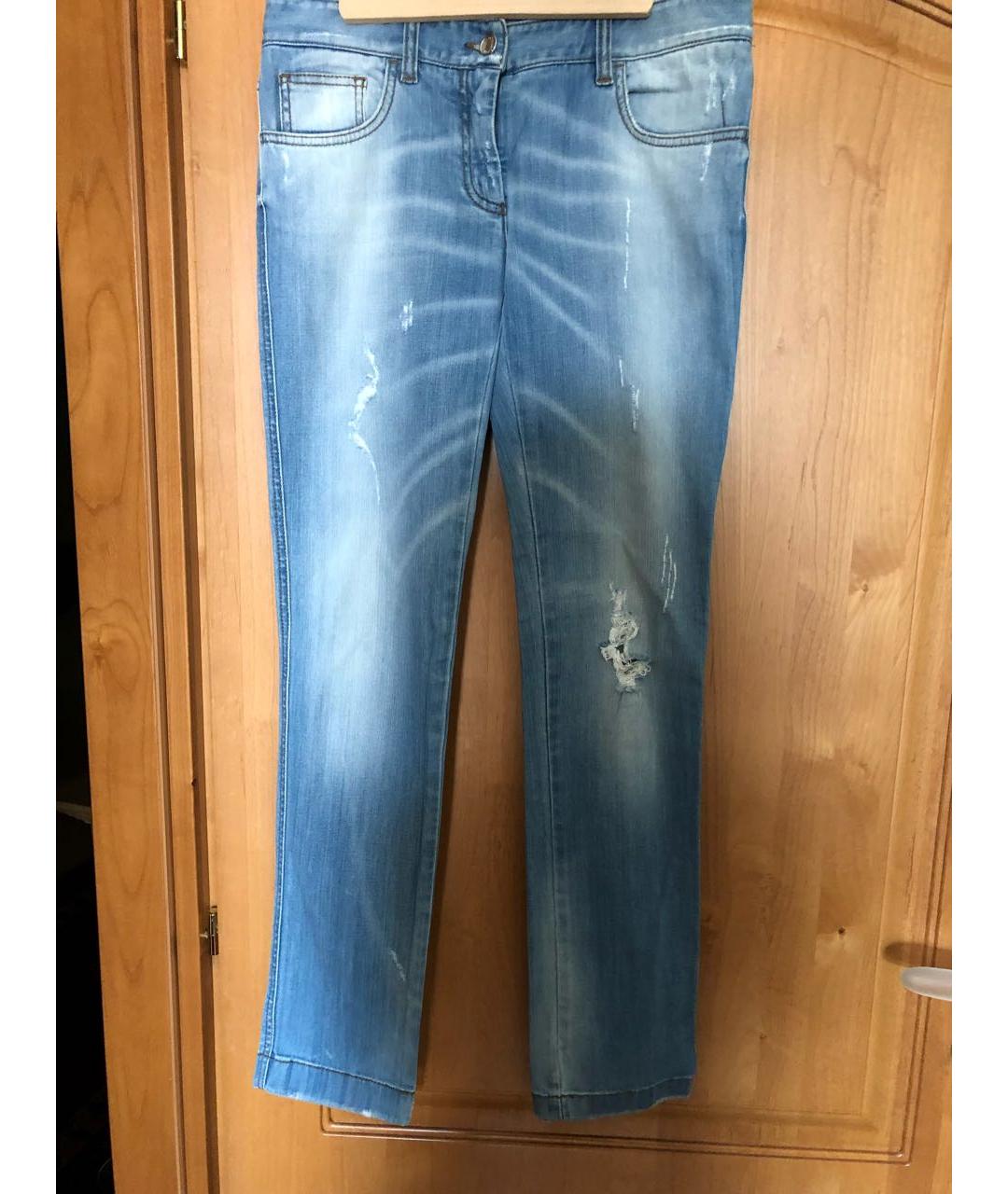 DOLCE&GABBANA Голубые хлопко-эластановые прямые джинсы, фото 5