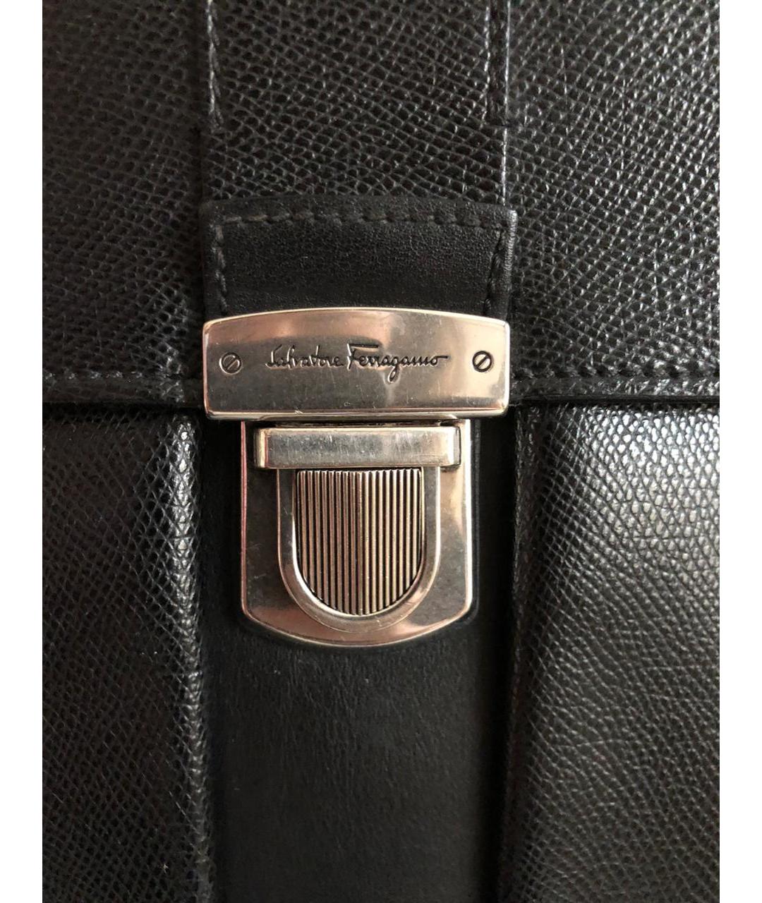 SALVATORE FERRAGAMO Черный кожаный портфель, фото 3