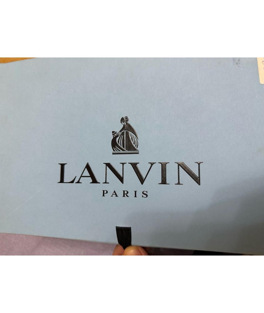 LANVIN Темно-синие кожаные кроссовки, фото 5