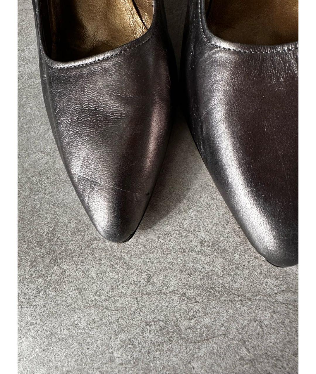 YVES SAINT LAURENT VINTAGE Серебряные кожаные туфли, фото 7