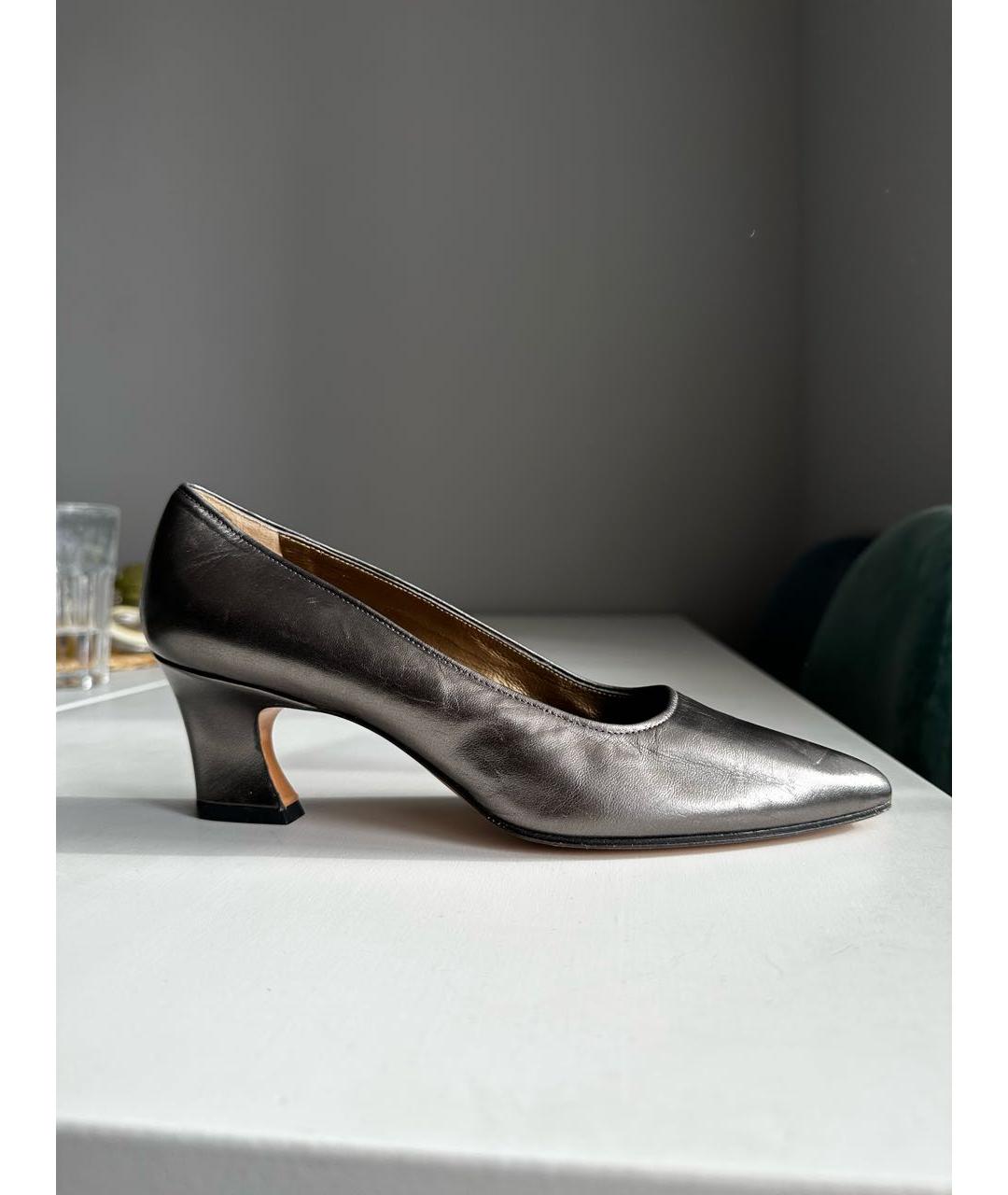 YVES SAINT LAURENT VINTAGE Серебряные кожаные туфли, фото 8