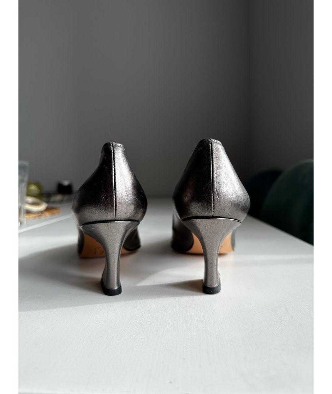 YVES SAINT LAURENT VINTAGE Серебряные кожаные туфли, фото 4
