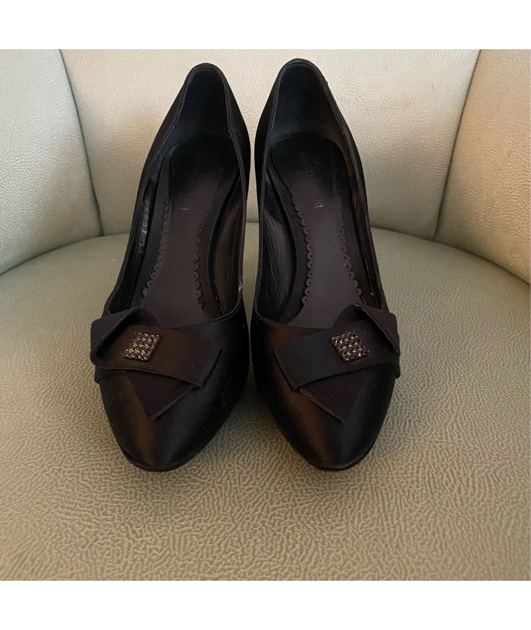 GIORGIO ARMANI Черные текстильные туфли, фото 2