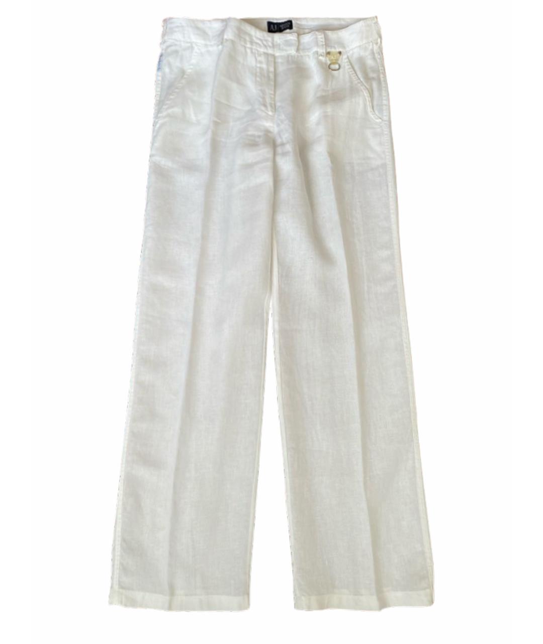 ARMANI JEANS Белые льняные брюки широкие, фото 1