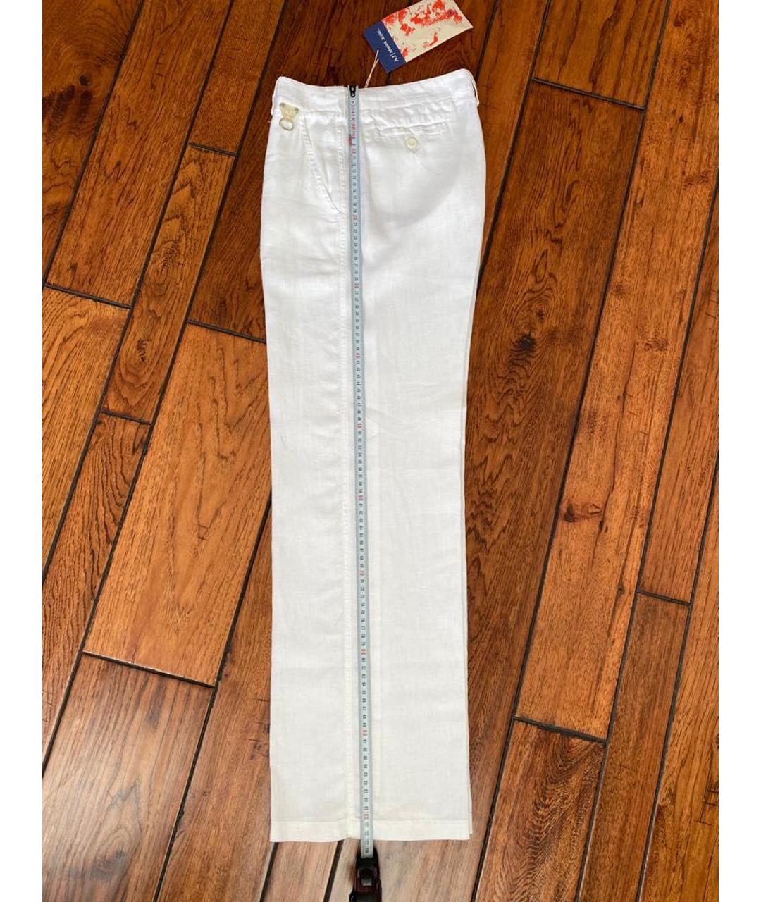 ARMANI JEANS Белые льняные брюки широкие, фото 4